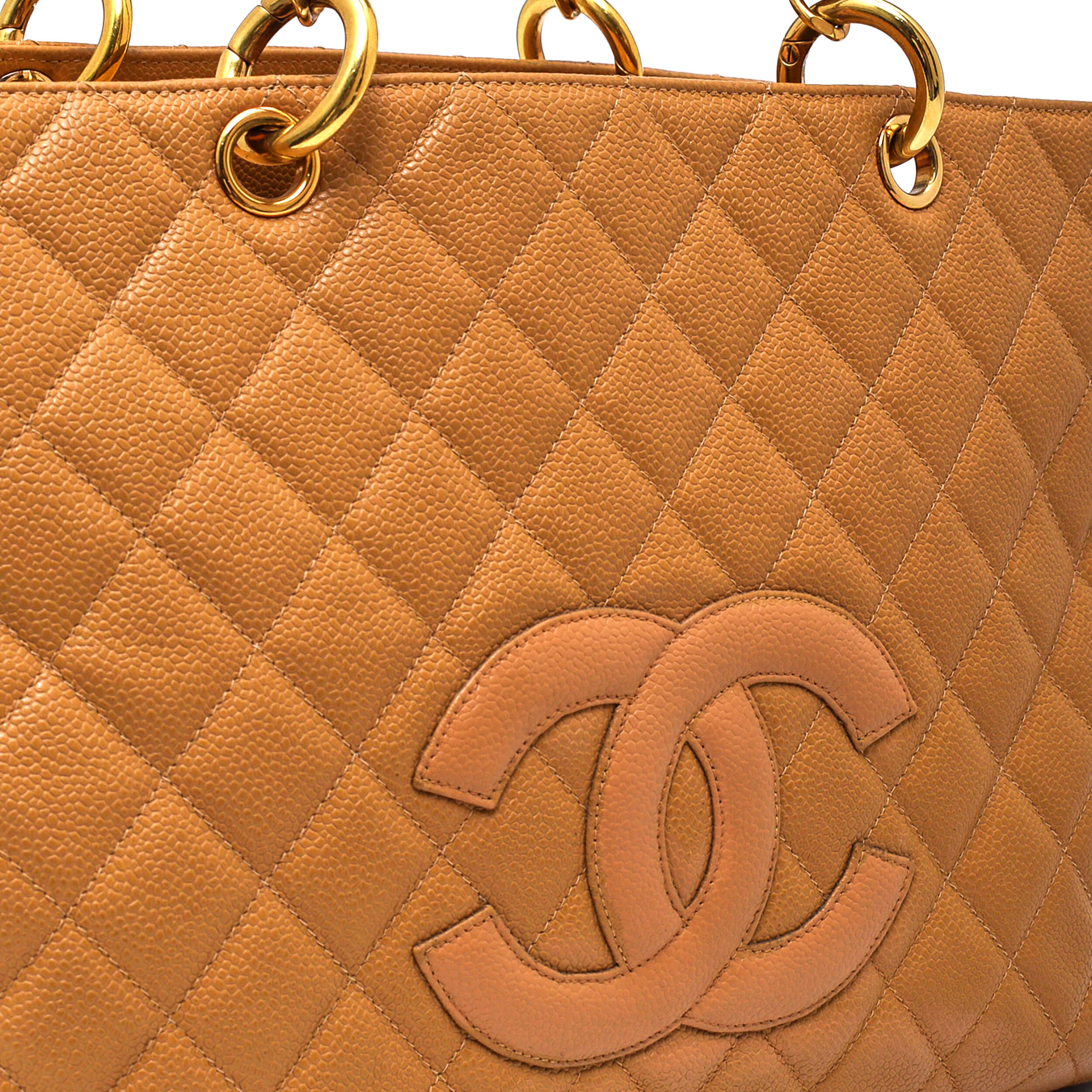 Chanel -Beige Quilted Caviar Leather GST Medium Tote Bag